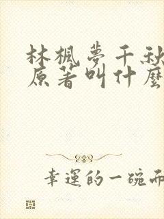 林枫梦千秋小说原著叫什么