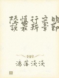 陆慎行宋明伊小说最新章节免费阅读