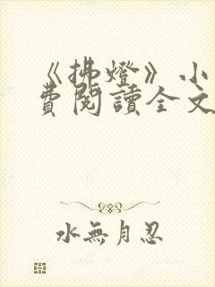 《拂灯》小说免费阅读全文封面