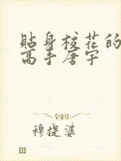 贴身校花的贴身高手唐宇封面