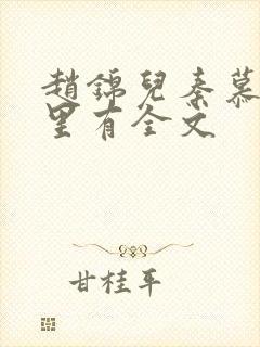 赵锦儿秦慕修哪里有全文