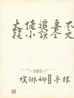 大佬追妻不择手段小说全文阅读