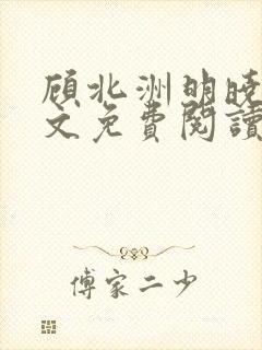 顾北洲明晓溪全文免费阅读最新章节封面