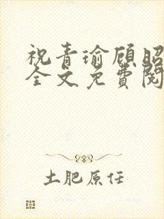 祝青瑜顾昭小说全文免费阅读封面