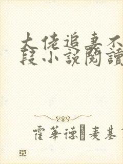 大佬追妻不择手段小说阅读无弹窗