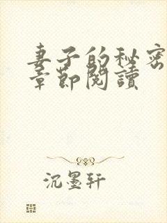 妻子的秘密最新章节阅读