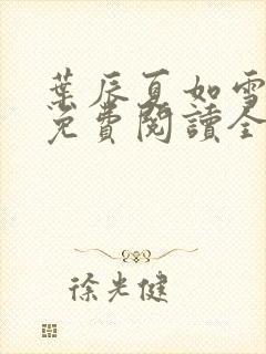 叶辰夏如雪小说免费阅读全文