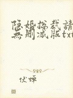 隐婚总裁请签字无删减版txt