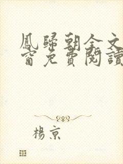 凤归朝全文无弹窗免费阅读封面