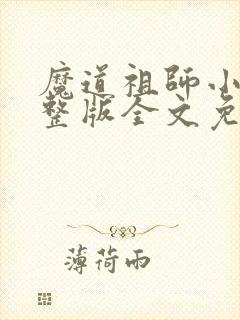 魔道祖师小说完整版全文免费阅读下载封面