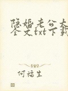 隐婚老公太神秘全文txt下载封面