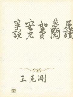 宁安如梦原著小说免费阅读