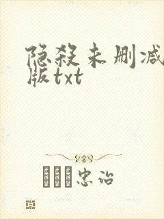 隐杀未删减精校版txt