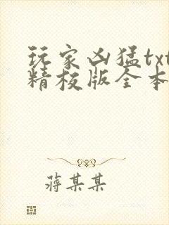 玩家凶猛txt精校版全本下载