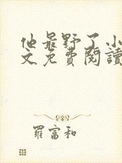 他最野了小说全文免费阅读无弹窗