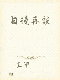 日后再说封面
