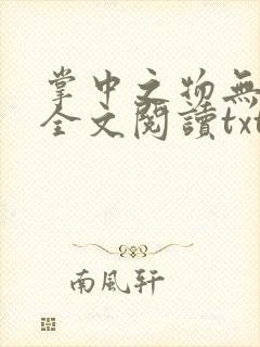 掌中之物无删减全文阅读txt