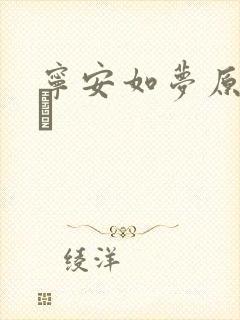 宁安如梦原著沈玠封面