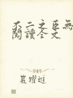 不二之臣无删减阅读全文