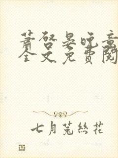 萧启晏晚意小说全文免费阅读