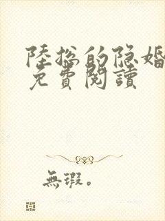 陆总的隐婚娇妻免费阅读