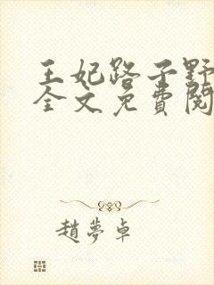 王妃路子野要宠全文免费阅读封面