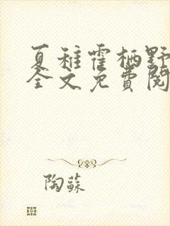 夏稚霍栖野小说全文免费阅读