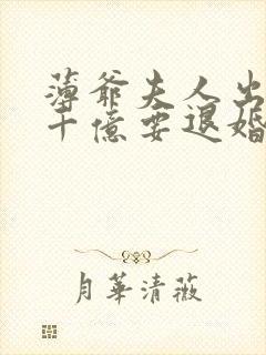 薄爷夫人出价一千亿要退婚全