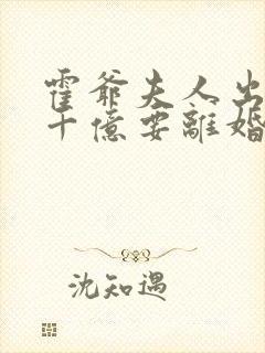 霍爷夫人出价一千亿要离婚txt全集下载