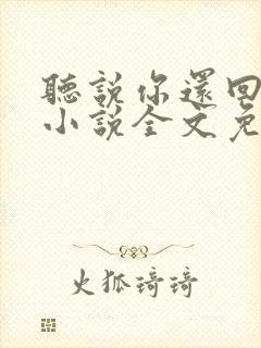 听说你还回忆我小说全文免费阅读