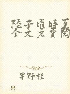 陆子曜时夏小说全文免费阅读