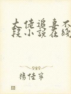 大佬追妻不择手段小说在线阅读