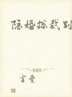 隐婚总裁别太坏