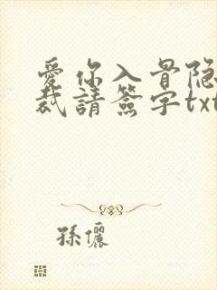 爱你入骨隐婚总裁请签字txt下载