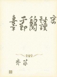 妻子的秘密最新章节阅读