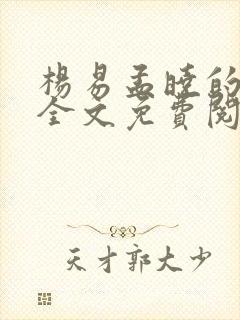 杨易孟晓的小说全文免费阅读