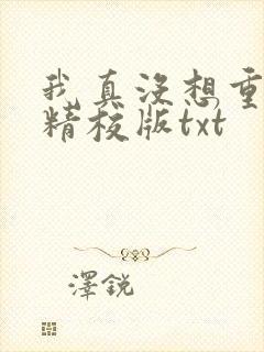 我真没想重生啊精校版txt
