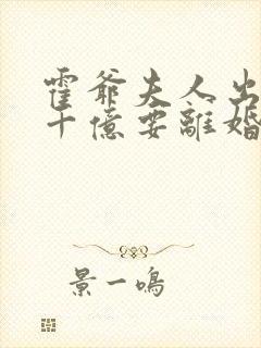 霍爷夫人出价一千亿要离婚小说免费阅读
