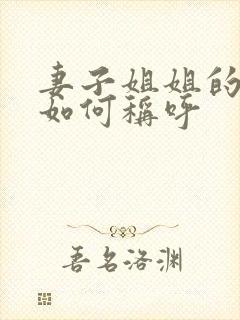 妻子姐姐的丈夫如何称呼