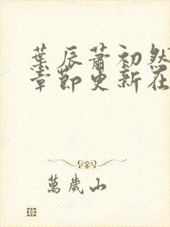 叶辰萧初然最新章节更新在线阅读