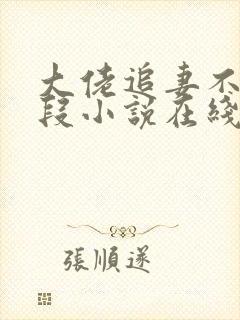 大佬追妻不择手段小说在线阅读封面