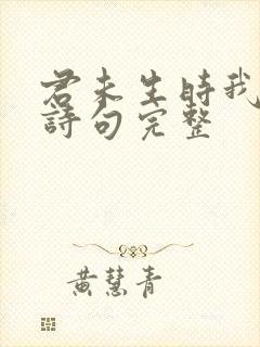 君未生时我已生诗句完整封面