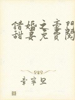 错婚之豪门第一甜妻免费阅读