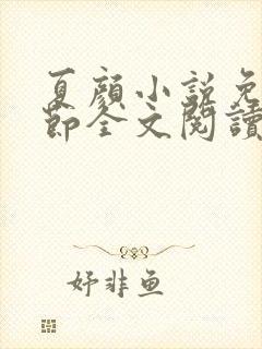 夏颜小说免费章节全文阅读