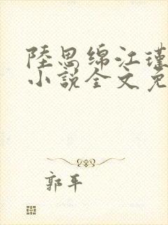 陆思绵江瑾墨的小说全文免费