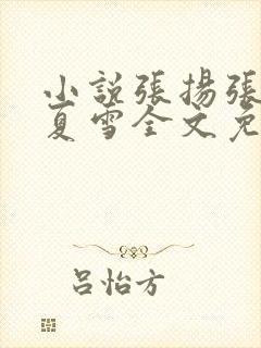 小说张扬张小曼夏雪全文免费阅读