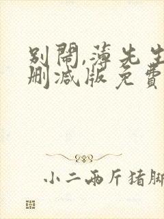 别闹,薄先生未删减版免费阅读封面
