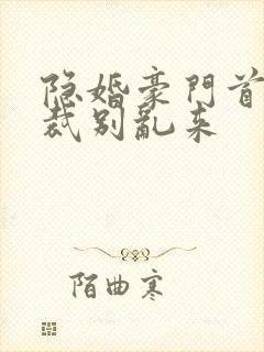 隐婚豪门首席总裁别乱来