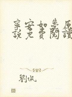 宁安如梦原著小说免费阅读