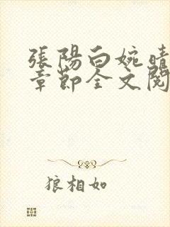 张阳白婉晴小说章节全文阅读封面